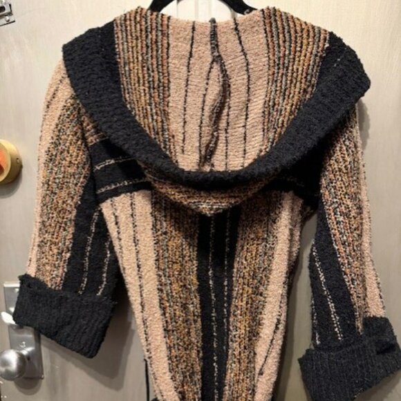 Vintage Boho 1970’s Striped Hooded Duster Cardigan - Picture 10 of 16